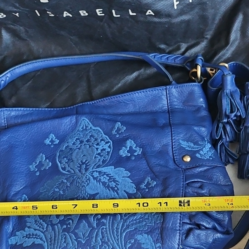 Fiore By Isabella Fiore Cobalt Blue Embroidered Leather Bag - Picture 8 of 12